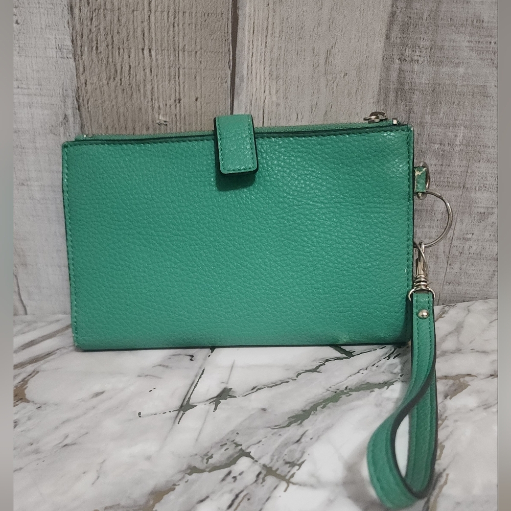 🌷GUESS Double Zip Organizer Wallet/ Wrislet in Mint Green🌷Imperfections - Picture 16 of 16